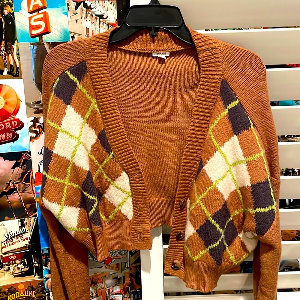 Garage Brown checkered cardigan